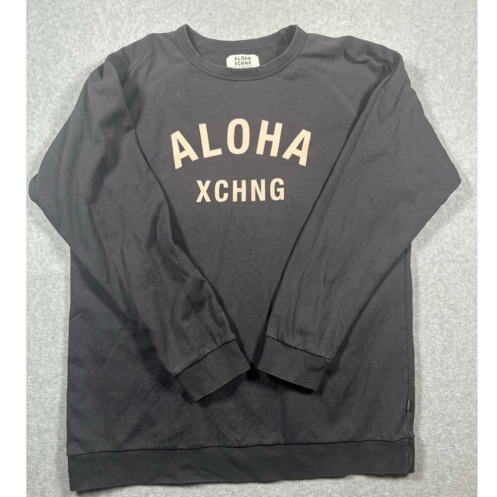 Aloha Exchange Gray Crewneck Sweatshirt XL Pink Logo 100% Cotton - Picture 2 of 5